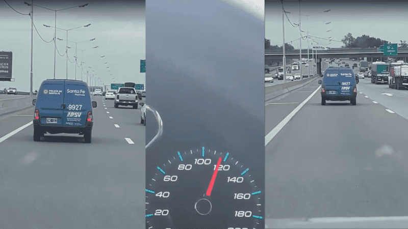 En la filmación el conductor muestra la velocidad a la que circula y no logra alcanzar al vehículo oficial.