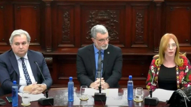 La presentación del ministro Rubén Rimoldi y la secretaria Ana Morel, el miércoles pasado en la Legislatura provincial.