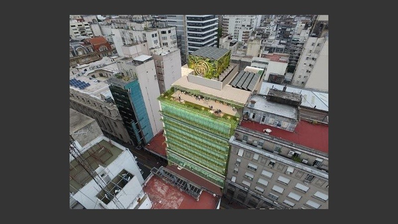 La terraza del nuevo edificio de la Bolsa de Comercio de Rosario