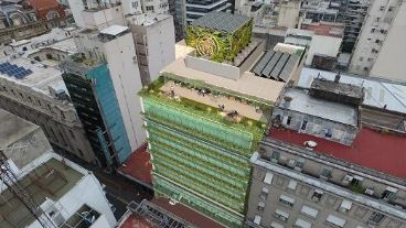 La terraza del nuevo edificio de la Bolsa de Comercio de Rosario