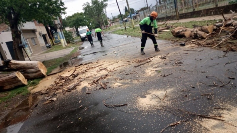 Personal de Defensa Civil trabajaba en distintas zonas de la ciudad.