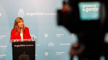 Cerruti en su habitual rueda de prensa en Casa Rosada.