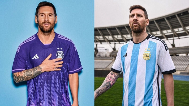 Las dos camisetas que usará Argentina en la Copa del Mundo de Qatar. 