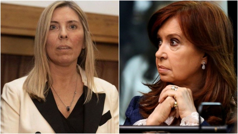 María Eugenia Capuchetti y Cristina Fernández de Kirchner. 