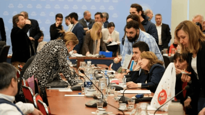 Toniolli junto a Mónica Fein en el primer plenario por los humedales.