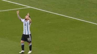 El tradicional festejo de Messi.