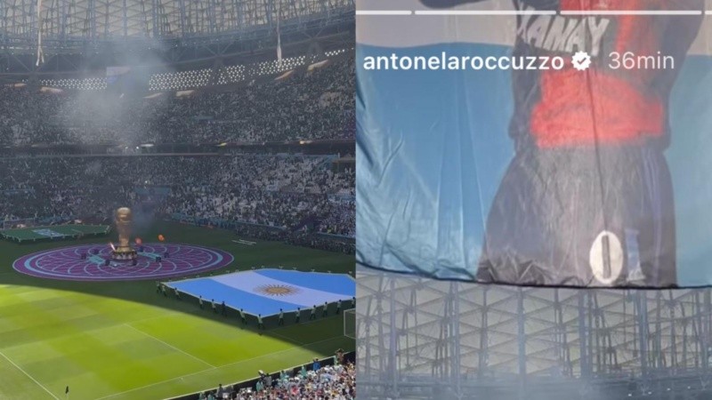 Antonela viajó a Qatar con sus tres hijos Thiago, Mateo y Ciro.