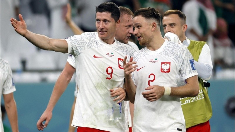 La emoción de Lewandowski al marcar su primer gol en un mundial.