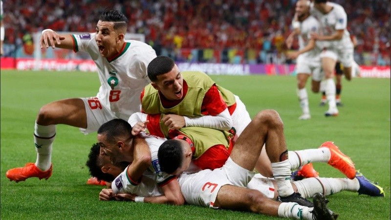 Marruecos celebra su triunfo ante Bélgica.