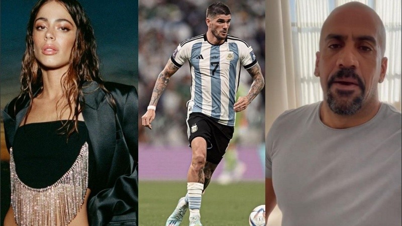 Tini Stoessel, Rodrigo de Paul y Sebastián Verón.