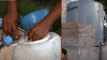 El tanque y la canilla comunitaria en barrio Toba.
