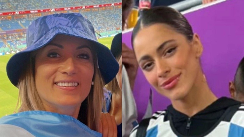 Noe Antonelli pudo capturar a Tini Stoessel y a Jorgelina Cardoso muy cercanas en la previa del partido. 