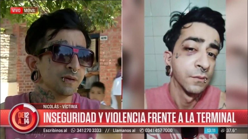 Nicolás, víctima de un ataque artero cerca de la Terminal.