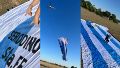 En Serodino crearon una descomunal camiseta de Messi: la levantarán en helicóptero para trasladarla a Rosario