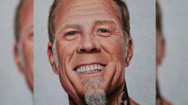 El retrato del cantante James Hetfield que integra la muestra "Rock 'n Pencils", de  leila Ruiz.