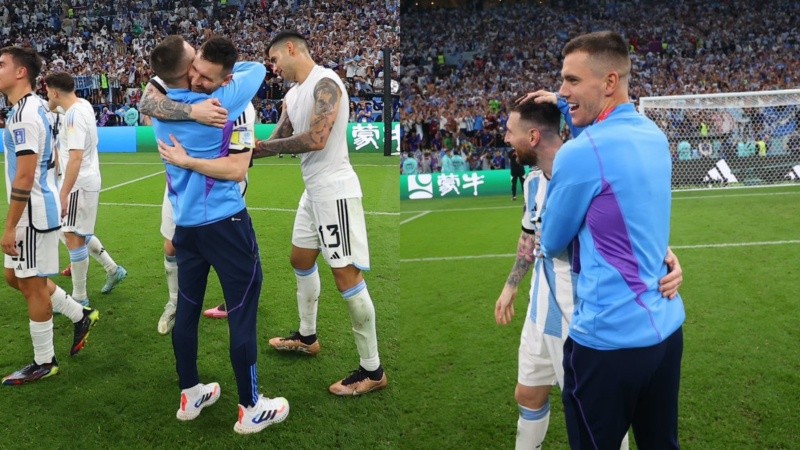 Abrazos y emoción entre Lo Celso, Messi y los demás jugadores de Argentina en Qatar. 