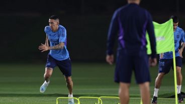 Fideo a full. El rosarino parece totalmente recuperado de su dolencia muscular.