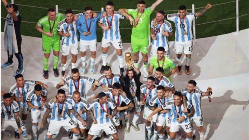 El festejo de la Selección Argentina, tras la obtención de la Copa del Mundo, por tercera vez en su historia.