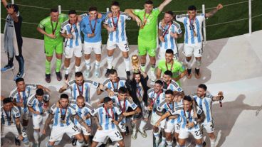 El festejo de la Selección Argentina, tras la obtención de la Copa del Mundo, por tercera vez en su historia.