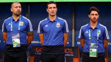 El cuerpo técnico de la selección argentina en Qatar.