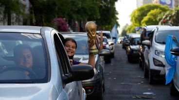 Los festejos en las calles rosarinas.