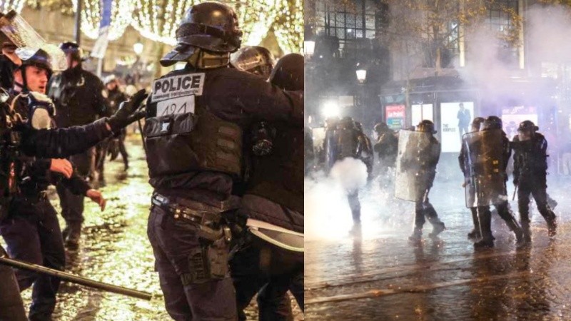 Dos imágenes de los disturbios en París tras la final de la Copa del mundo  FIFA.