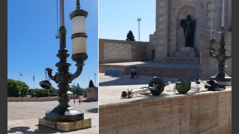 Robos y destrozos en las estructuras históricas del Monumento.