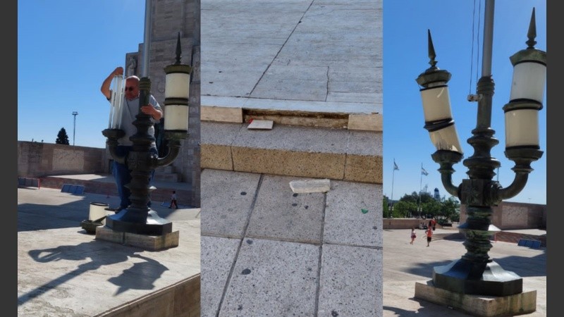 Robos y destrozos en las estructuras históricas del Monumento.