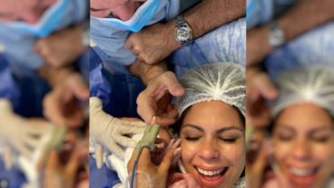 Barby Franco y Fernando Burlando, en la sala de parto.