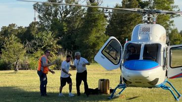 La llegada de Messi en helicóptero a Funes.