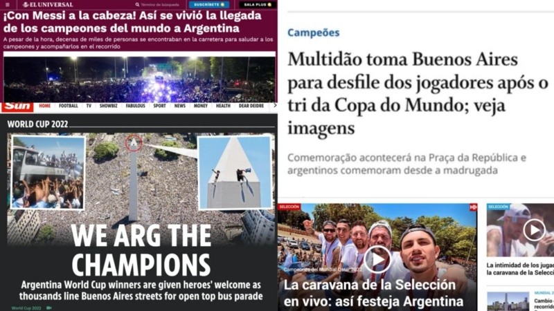 “Una multitud toma Buenos Aires para el desfile de los jugadores después de obtener la tercera Copa del Mundo”, tituló O Globo.