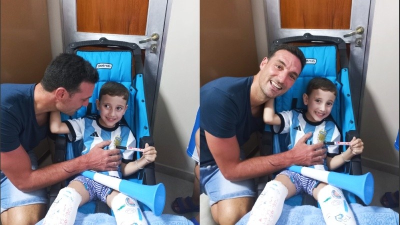 El momento de felicidad de Santi con Scaloni