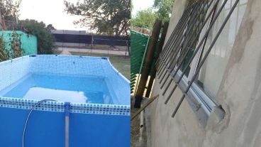 La pileta estaba llena y se tomaron el tiempo de vaciarla para llevarsela.