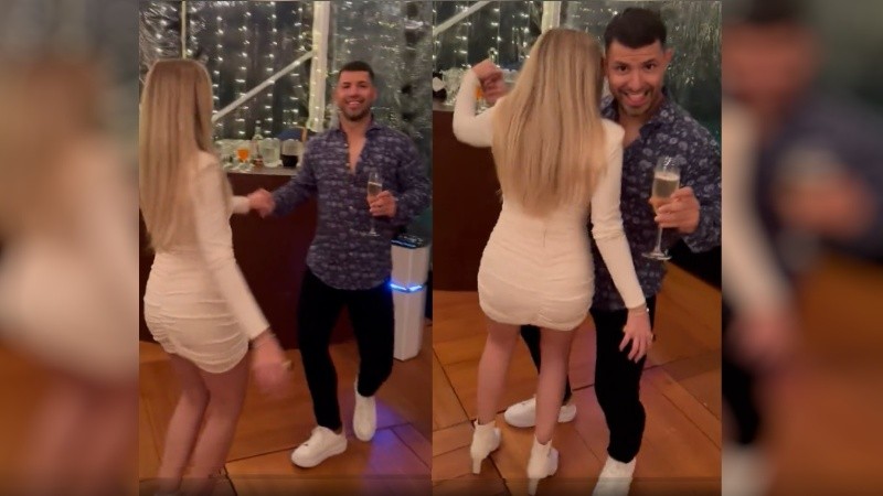 El Kun Agüero y Sofía Calzetti, a puro baile.