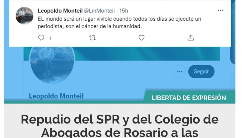 La publicación que hizo Monteil en septiembre pasado que mereció una denuncia del SPR.