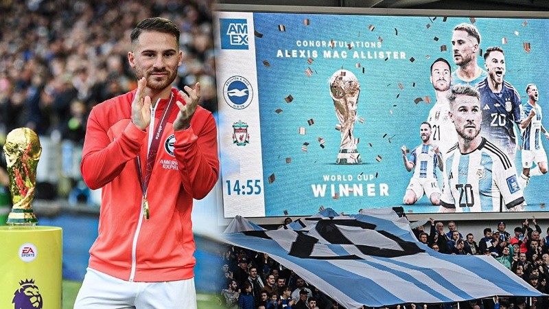 Mac Allister fue ovacionado en Brighton en su vuelta como campeón del mundo y su equipo goleó a Liverpool. 