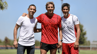 La Fiera posó junto con Heinze y Pablo Pérez, artífices del titulo del año 2013.