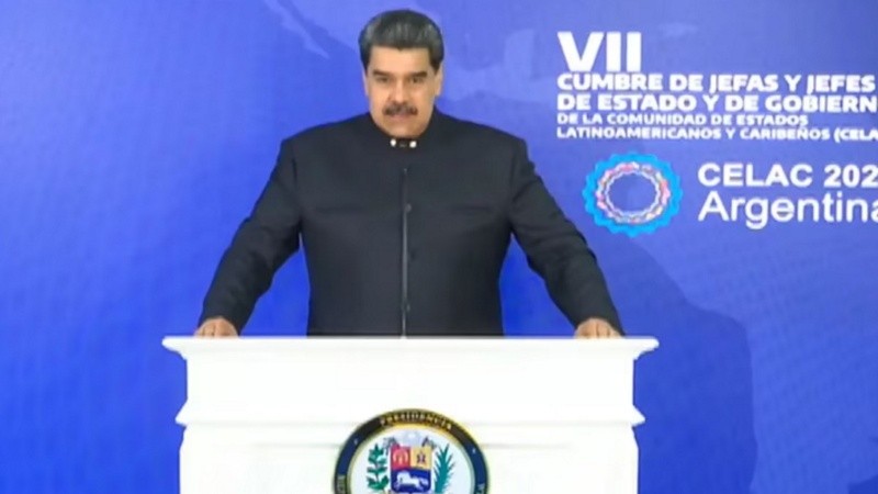 El presidente de Venezuela Nicolás Maduro durante su mensaje a la Celac.