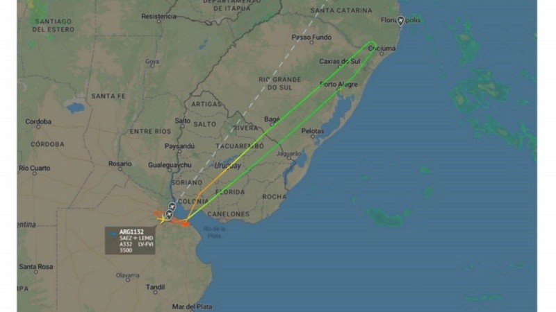 Un avión de Aerolíneas Argentinas estuvo cinco horas dando vueltas en circulos. 