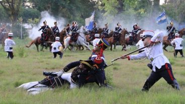 Una recreación de la batalla de San Lorenzo.