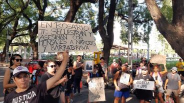 La manifestación atravesó el parque Independencia este domingo.