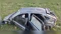 Impactante vuelco en la autopista Rosario-Córdoba: perdió el control y su auto quedó destruido