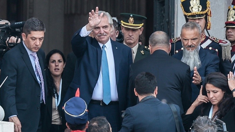 Alberto Fernández antes de ingresar al Congreso de la Nación.