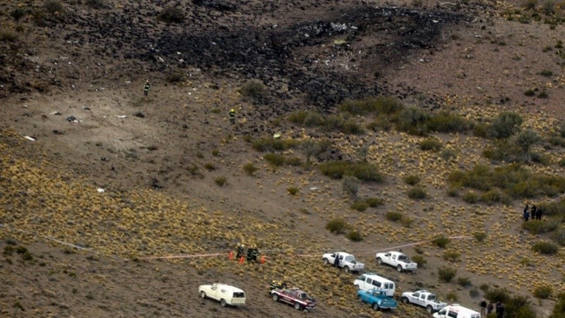 El paraje Prahuaniyeu de la meseta rionegrina donde cayó la aeronave, el 18 de mayo de 2011.