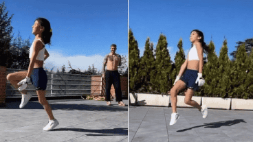 La hija mayor del mediocampista replicó uno de los festejos del Dibu.