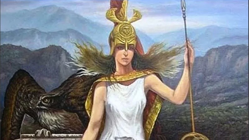 Minerva, deidad femenina que contiene el don de la Sabiduría y es representada con la lechuza.