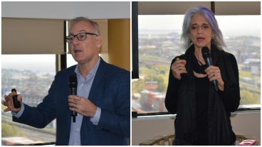 O´Connor y Cinat durante la exposición