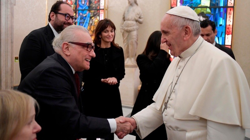 Martin Scorsese junto al papa Francisco.