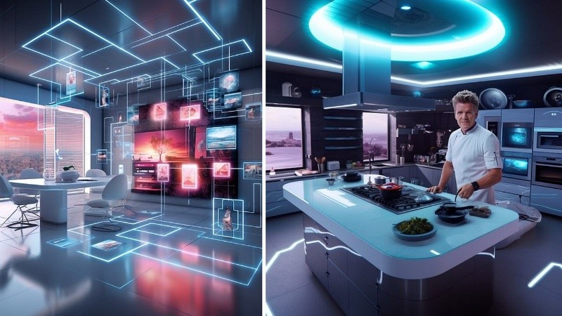 Las casas del futuro tendrían pantallas táctiles en todos los ambientes y también hologramas, según una IA.