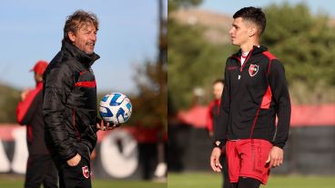Heinze y Aguirre en la práctica de este lunes en Bella Vista.